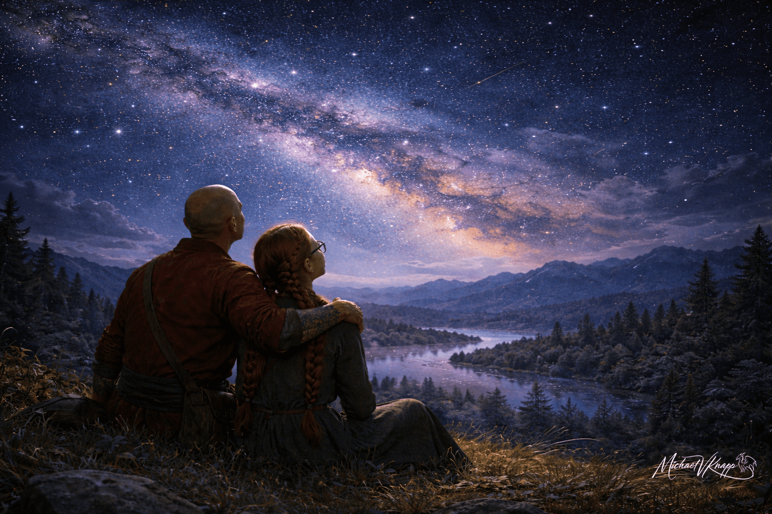 Tazdin and Kinsera Star Watching | Bright Fantasy by Michael V Knapp